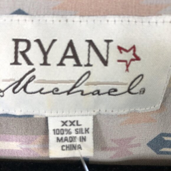 Ryan Michael Shirt Mens 2XL Multicolor Silk Pearl Snap Southwestern Long Sleeve - Picture 5 of 16